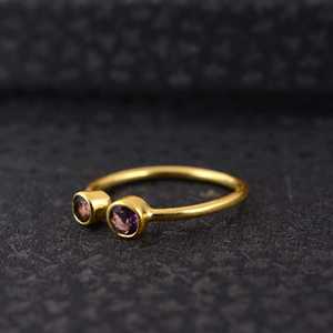 Boho Amethyst <b>Rings</b> 18k Gold Plated Brass <b>Rings</b> Open Band <b>Rings</b> Handmade <b>Statement</b> Wholesale <b>Rings</b> - Product Image 3