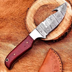 Couteau de chasse en plein air de camping à lame fixe en acier damas fait à la main manche en palissandre couverture en cuir Support OEM nouveau Design - Product Image 3