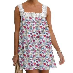 Cotton Floral Printed Sleeveless Short <b>Dress</b> For Girls And Women Available In Various Sizes And Colors Direct From India - Product Image 5