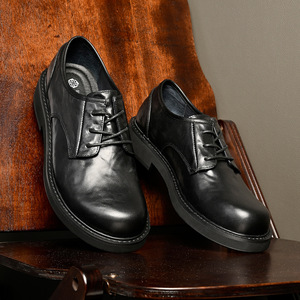 Chaussures Oxford en cuir de vachette pleine fleur avec talon amorti et design antidérapant, chaussures habillées pour hommes, chaussures en cuir - Product Image 1