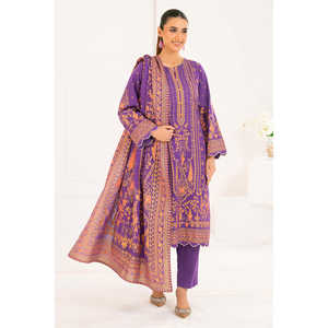 Conjunto de 3 Piezas de Salwar Kameez Khaddar con Estampado Dorado WNS-52031, Vestido Pakistaní para Festivales y Ropa Étnica con Dupatta - Product Image 3