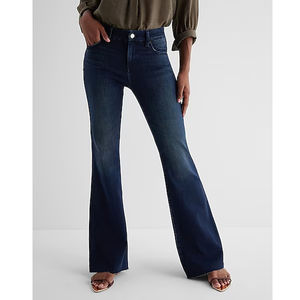 Vente en gros de jeans taille haute pour femmes, cloche, jambes larges, mode respirante, vêtements de mode en coton avec style évasé - Product Image 1