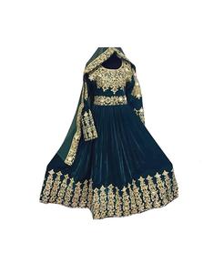 Salwar Kameez traditionnel afghan fait à la main en robe de mariage et de fiançailles de culture pachtoune blanche pour les femmes - Product Image 4