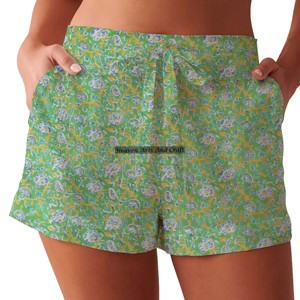 Vêtements pour femmes de haute qualité, tissu en coton imprimé à la main, short à taille élastique avec cordon de serrage, confortable pour dormir, plage - Product Image 5