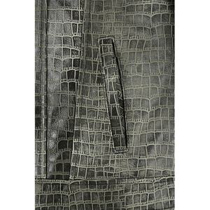 Veste imperméable coupe-vent à col rabattu en cuir de crocodile gaufré pour homme, coupe classique, automne - Product Image 5