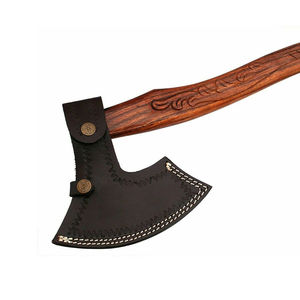 Hache en acier de Damas, hache viking à barbe faite à la main avec manche en bois naturel pour une utilisation en extérieur - Product Image 6