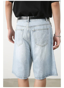 Shorts Vaqueros Clásicos de Mezclilla 100% Algodón de Tiro Medio para Hombre, Estilo Retro Ligero - Product Image 6