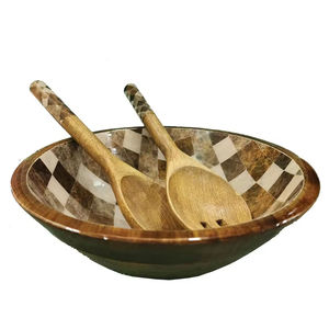 Cuenco de madera clásico de gran calidad para el hogar, aspecto Premium, color marrón y blanco, ensaladera de frutas, forma redonda - Product Image 4