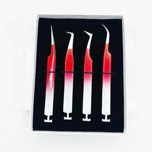 Pince à épiler d'extension de cils en acier inoxydable solide de qualité supérieure faite à la main poignée confortable diamant deux tons couleur lisse - Product Image 1