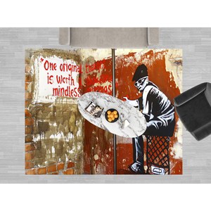 Tapis d'intérieur imprimé - Tapis de porte d'entrée avec motif graffiti Banksy, tapis doux à poils longs - Product Image 4