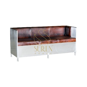 Conjunto de sofá de cuero de aviador de diseñador europeo moderno, indio hecho a mano para Hotel, restaurante, estilo de esquina, uso en la sala de estar - Product Image 2