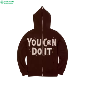 Sweat à capuche zippé intégral avec logo personnalisé, en molleton délavé/éponge française, unisexe, séchage rapide, respirant, impression en relief - Product Image 1