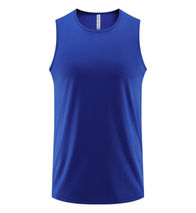Men's <b>Navy</b> Blue Sleeveless Tank <b>Top</b> O-Neck Quick Dry Knitted Casual Vest for Workout Gym Daily Wear - Product Image 2