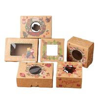 Boîtes en papier pour collations de Noël, boîte cadeau rigide, peut contenir des boîtes en papier kraft de Noël en gros, boîte en papier à fenêtre transparente pour desserts