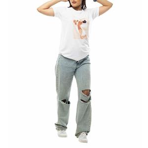 T-shirt en jersey à la mode pour femmes 100% coton nouveau motif imprimé respirant décontracté à manches courtes été teint en plaine prix - Product Image 4