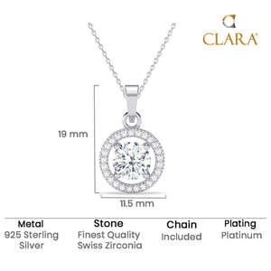 Pendentif rond halo en argent avec chaîne, orné de zircon et de perle, en or 14K et 18K, plaqué rhodium, style vintage, pour fiançailles - Product Image 5