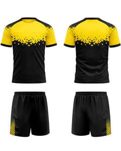 Uniforme de Fútbol Personalizado Amarillo y Negro con Pantalones Cortos, Uniforme de Fútbol Transpirable de Poliéster para Entrenamiento, Partido, Equipo, Nivel Profesional - Product Image 1