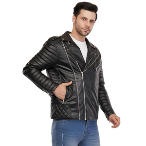 Chaquetas de cuero personalizadas Chaquetas cortavientos de moda para hombre Chaquetas de motociclista de cuero de alta calidad Ropa de calle - Product Image 3