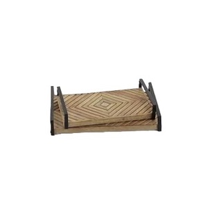 Plateau en bois fait à la main avec un design Art déco exquis Belle sculpture latérale pour servir du thé café petit déjeuner pour les mariages Diwali - Product Image 5