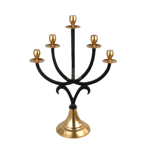 New Minimal Design <b>Candelabra</b> Five Candle Stick Storage Organization Black and Gold Color Frame Tabletop Candle Holder and Stand - Product Image 1