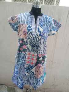 เดรสแม็กซี่ผ้าฝ้ายลายปะติดสไตล์ใหม่สำหรับผู้หญิง พิมพ์ลายด้วยมือ สไตล์ลำลอง เหมาะสำหรับใส่ในชีวิตประจำวันช่วงฤดูร้อน - Product Image 4