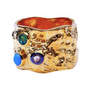 Anillo de diamante turquesa de Plata de Ley 925 chapado en oro clásico para bodas y fiestas - Product Image 5