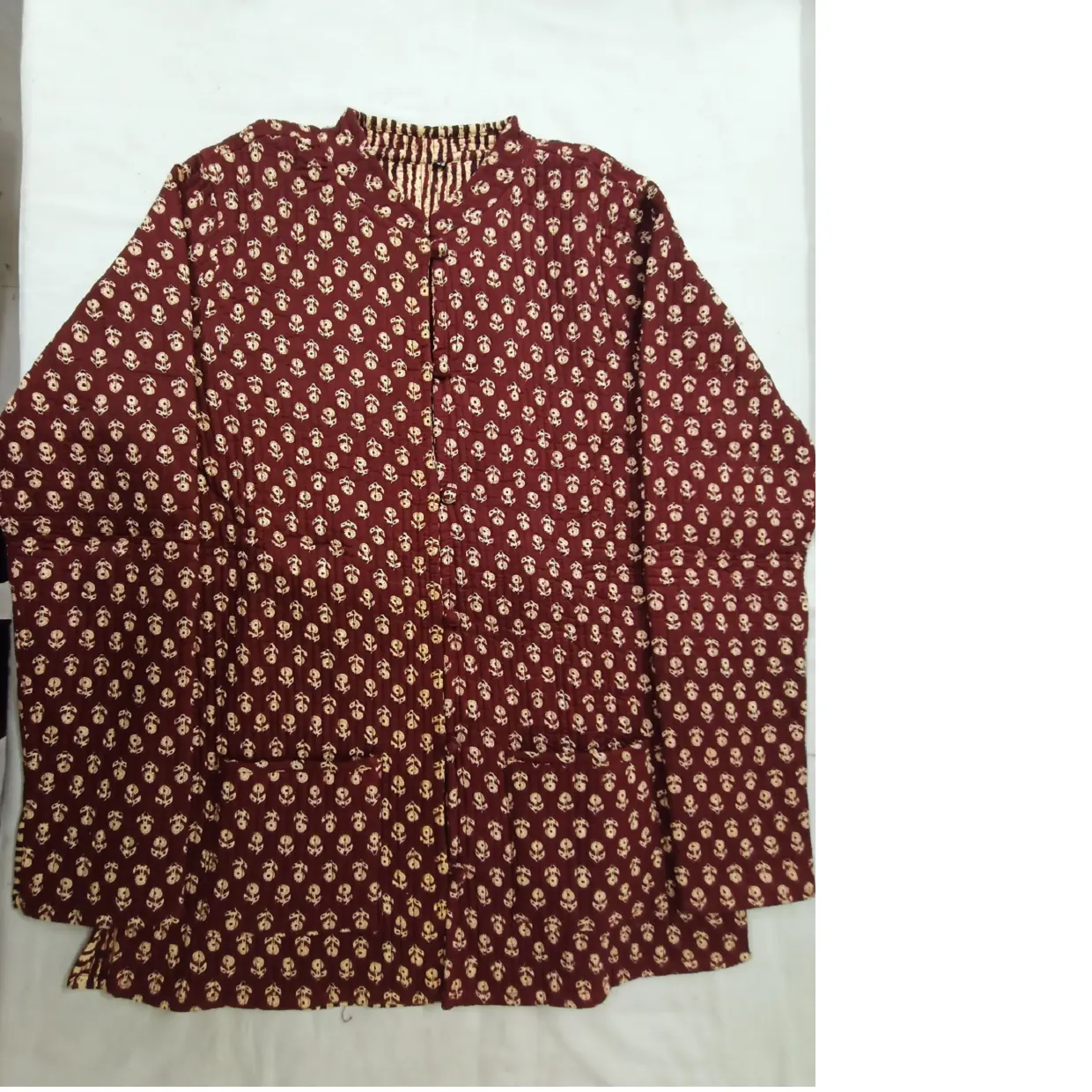 custom made block printed cotton kantha jackets with thread work ideal for resale for women clothing manufacturers