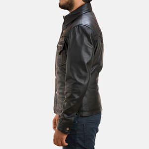 Vestes en cuir pour hommes à col rabattu personnalisé/Vestes en cuir à la mode pour hommes - Product Image 5