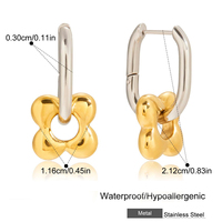 Boucles d'oreilles créoles en forme de fleur à deux tons en acier inoxydable plaqué or 18 carats, hypoallergéniques, résistantes à l'eau et sans ternissement, de LUCKYJIU Custom Jewellers