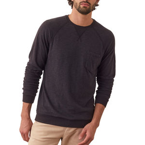 OEM venta al por mayor logotipo personalizado de alta calidad de los hombres de cuello redondo de manga raglán sudadera bolsillo frontal cuello redondo liso - Product Image 2