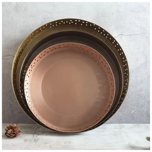 Plateau en métal pour le service et la décoration des aliments utilisé pour la maison Restaurant utiliser forme ronde avec design martelé à bas prix - Product Image 6