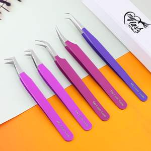 Pinzas para Extensión de Pestañas con Punta de Fibra 3D, Rectas y Curvas, Herramienta para Recoger Pestañas en Abanico, para Profesionales de la Estética - Product Image 3