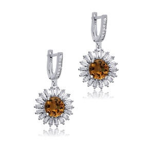 Elegante forma redonda CZ Sultanite pendientes colgantes Latón chapado en rodio venta al por mayor joyería de moda 925 plata esterlina al por mayor - Product Image 3