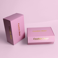 Boîte d'expédition rose pour biscuits, personnalisable avec logo, emballage pour sushis et biscuits, papier couché biodégradable, pelliculage mat, écologique et jetable