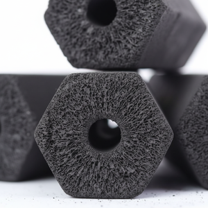 Briquettes de charbon de bois de coque de noix de coco pour barbecue |   Durable et sans fumée |   Temps de combustion de 4 à 6 heures, motif hexagonal - Product Image 1