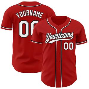 Camiseta de béisbol auténtica superventas, ropa de equipo personalizada en rojo, blanco y negro, de talla grande, transpirable para adultos - Product Image 1