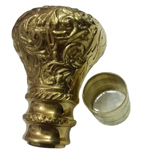 Bastón de Latón Macizo con Empuñadura Recta y Punta de Goma, Diseño Artístico para Hombres y Mujeres - Product Image 1