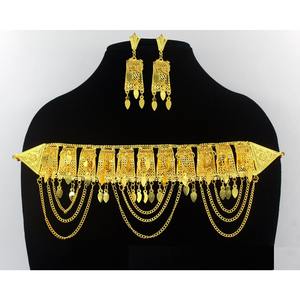 Nouveau collier et boucles d'oreilles tendance, design classique et actuel, style arabe, Dubaï, Moyen-Orient, pour femmes, plaqué or de qualité supérieure, tendance, ensemble de mariage - Product Image 3