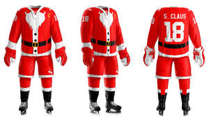 Ensemble d'uniformes de hockey sur glace festif personnalisé, design Père Noël, thème de Noël, renne, numéro de joueur personnalisé 18, équipement sportif - Product Image 5