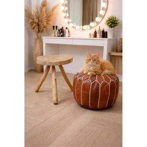 Puf de Cuero Marroquí Hecho a Mano, Otomana Tradicional Artesanal, Decoración del Hogar, Asiento Boho para Sala de Estar - Product Image 1