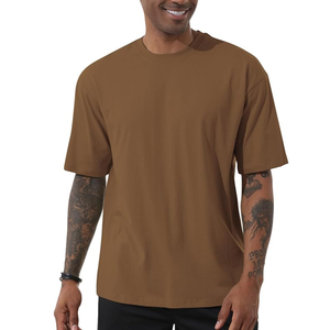 Venta al por mayor de los hombres Heavyweight 100% algodón camiseta personalizable y duradero de bajo costo para todas las estaciones Ajuste de gran tamaño - Product Image 1