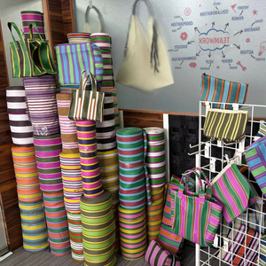 Eco-Friendly Custom Handloom Recycled Nylon Beach <b>Cosmetic</b> <b>Bags</b> Fashionable Striped Woven Shopping Cases Reusable Zipper Custom - Product Image 3