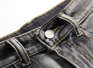 กางเกงยีนส์ขาสั้นผู้ชายทรงหลวม สไตล์สตรีทแวร์ลำลอง ผ้าฝ้าย 100% ปักโลโก้ตามสั่ง เอวสูง ยางยืด ใส่สบาย - Product Image 3