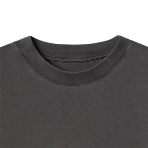 mens dark grey charcoal <b>plain</b> solid blank casual oversized relaxed fit short sleeve <b>tshirt</b> crewneck streetwear tee top - Product Image 3