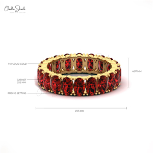 Fabricants asiatiques Bague de fiançailles éternité complète 5x3mm Grenat rouge Prong Set 14k Real Gold Fine Rings Fournisseur en gros de qualité - Product Image 5