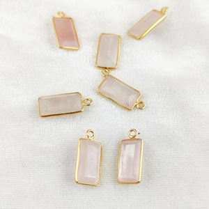 จี้พลอยรูปกุหลาบควอตซ์ทรงสี่เหลี่ยมผืนผ้า925จี้เงินสเตอร์ลิงสีทองจี้เวอร์มีิลสำหรับทำต่างหูและสร้อยคอ - Product Image 2