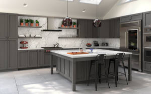 Shaker blanc moderne personnalisable armoires de cuisine en bois massif MDF panneau de chêne prêt à assembler - Product Image 3