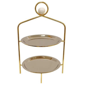 Moderno Soporte para Tartas de Metal Dorado de 2 Niveles, Plato Decorativo de Acero Inoxidable para Exhibir Postres, para Bodas, Fiestas y Decoración del Hogar - Product Image 1