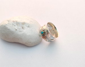 Muy recomendado Dal turquesa forma redonda anillo de piedras preciosas hecho a mano 925 anillo de plata esterlina para mujeres - Product Image 4