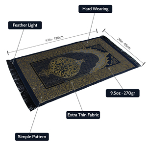 Juego de Regalo Musulmán Azul Oscuro Lavable para Oración Yaseen: Alfombra de Oración, Tasbih, Gorro Kufi, Bolsa Shantung - Regalo Perfecto para el Día del Padre o para el Novio - Product Image 3